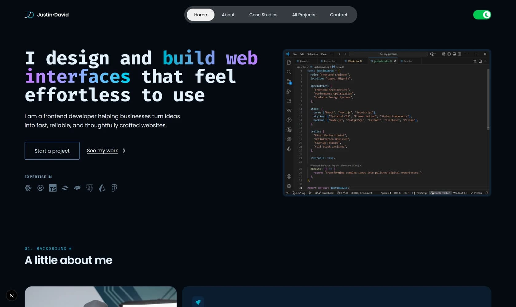 justindavid.dev screenshot